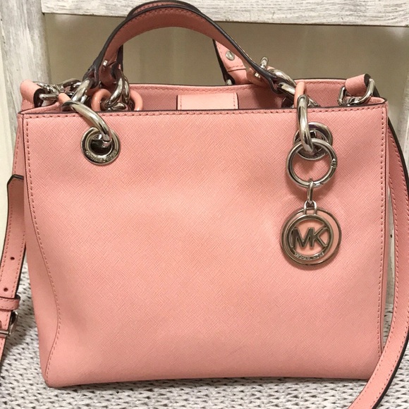 Michael Kors Saffiano Leather Cynthia Satchel - Picture 2 of 16